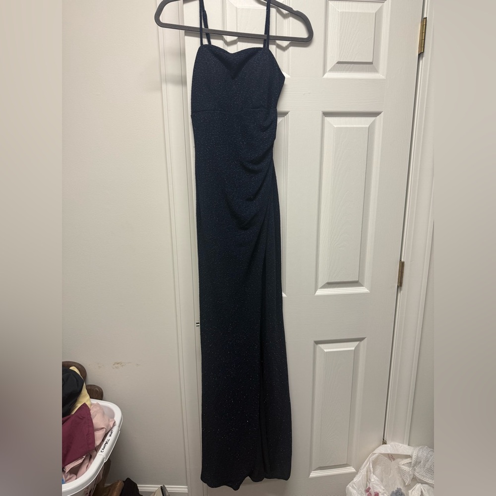 Crystal Doll Navy Dress with slit